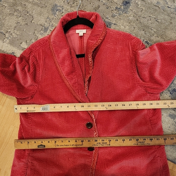 J. Jill Pink Corduroy Velvet Button Front Jacket Pockets Size 1X - Picture 2 of 16